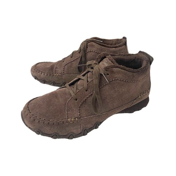 Skechers Brown Suede Bikers Lineage Lace Up Chukka Mocs Booties, Size 6.5 - Picture 2 of 10